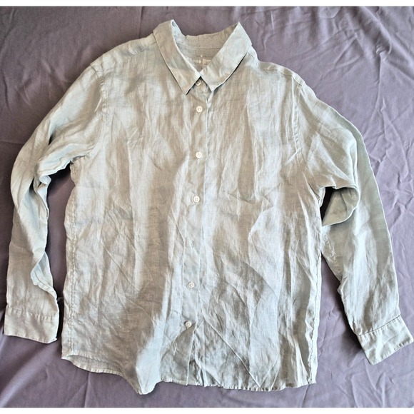 Muji Tops - Muji Mint Green Shirt Layering Linen Minimalist Quiet Luxury Old Money Size M